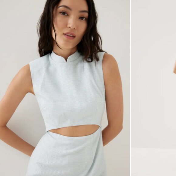 Love Bonito Agnes Shoulder Padded Tweed Mandarin Collar Midi Dress - Picture 6 of 12